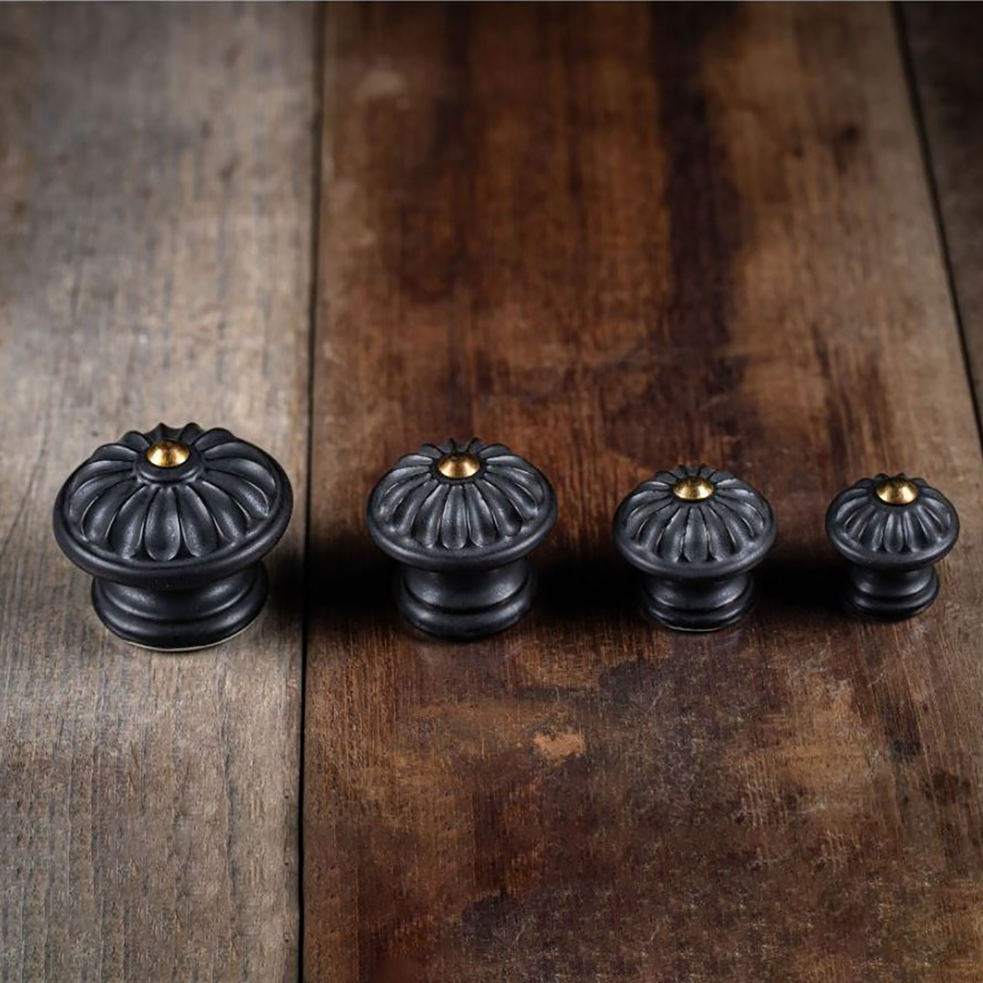 Porzellan Knauf Margerite - Schwarz Matt