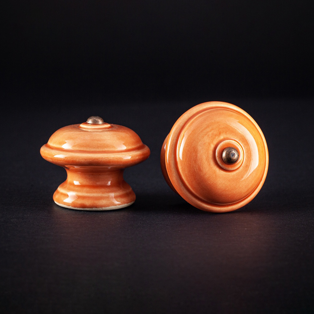 Keramischer Knauf Glatt - Korallenfarbe