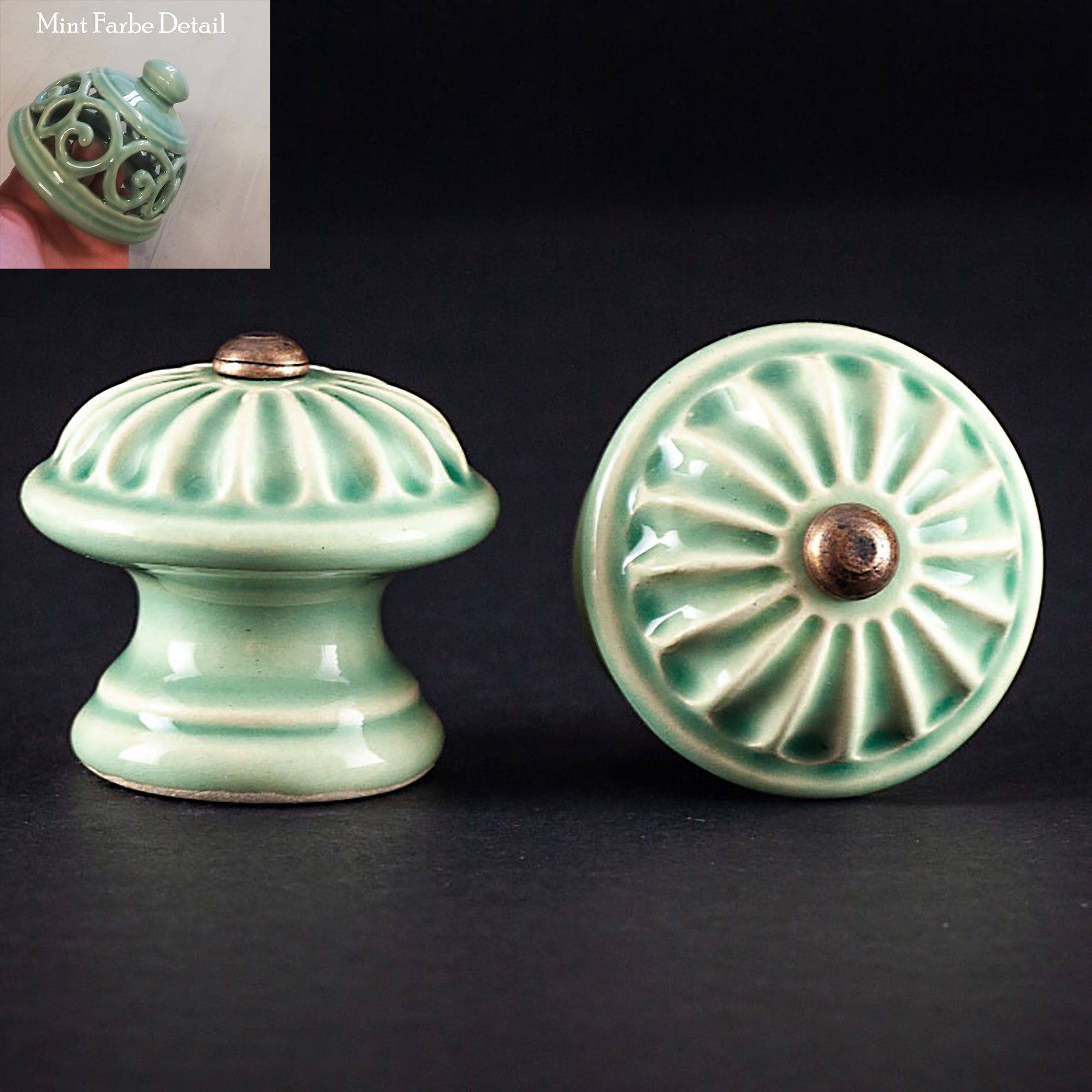 Keramischer Knauf Margerite - Mintgrün