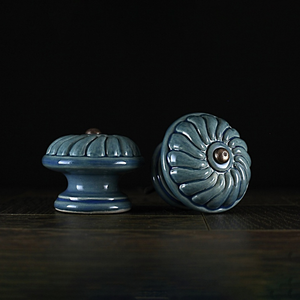 Keramischer Knauf Rosette - Blau