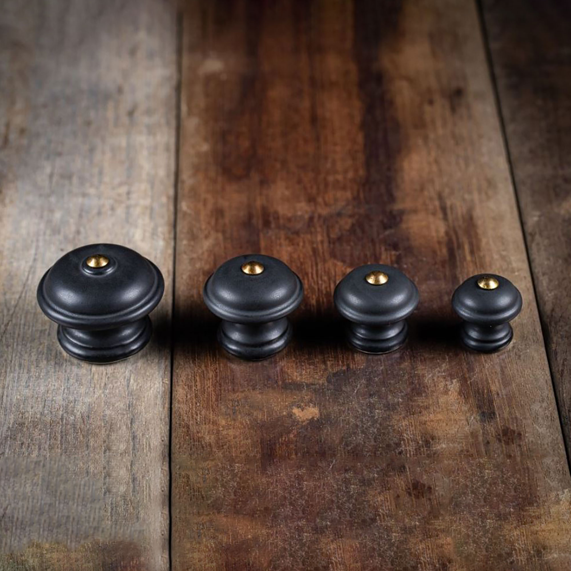 Porzellan Knauf Glatt - Schwarz Matt