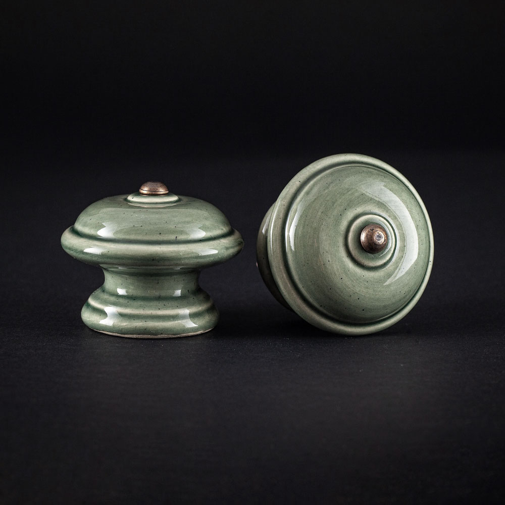 Keramischer Knauf Glatt - Olivgrün