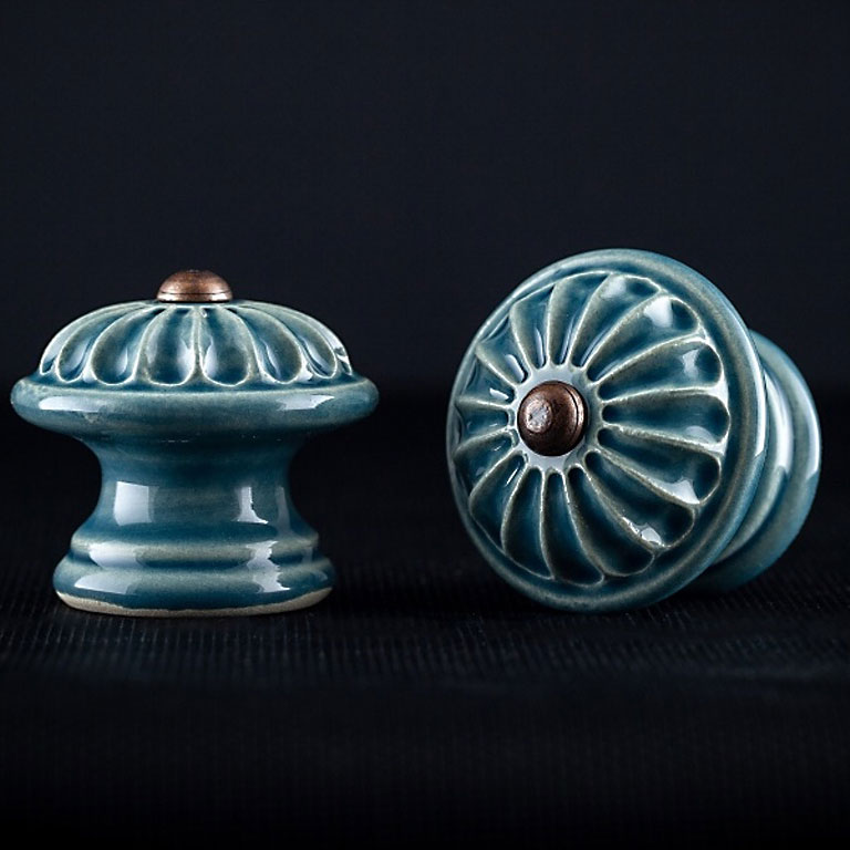 Keramischer Knauf Margerite - Blau