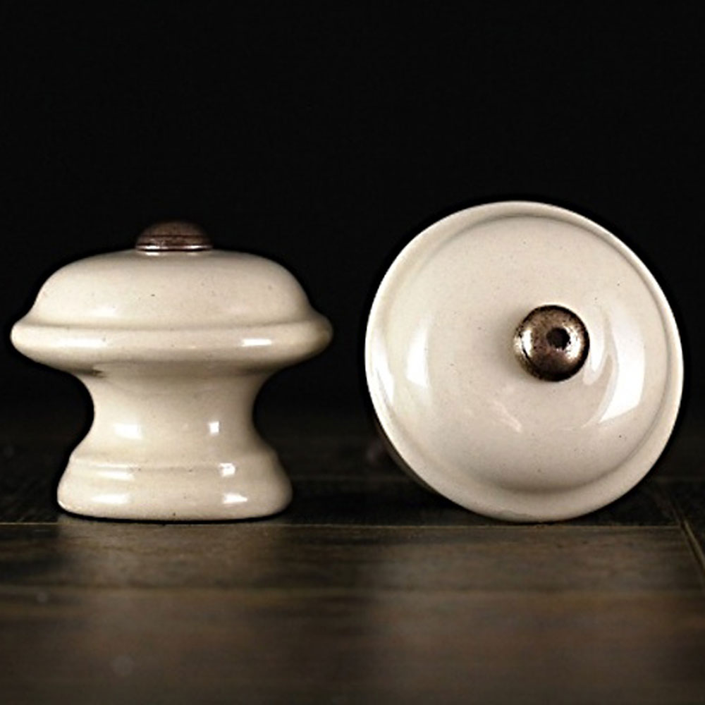 Keramischer Knauf Glatt - Creme