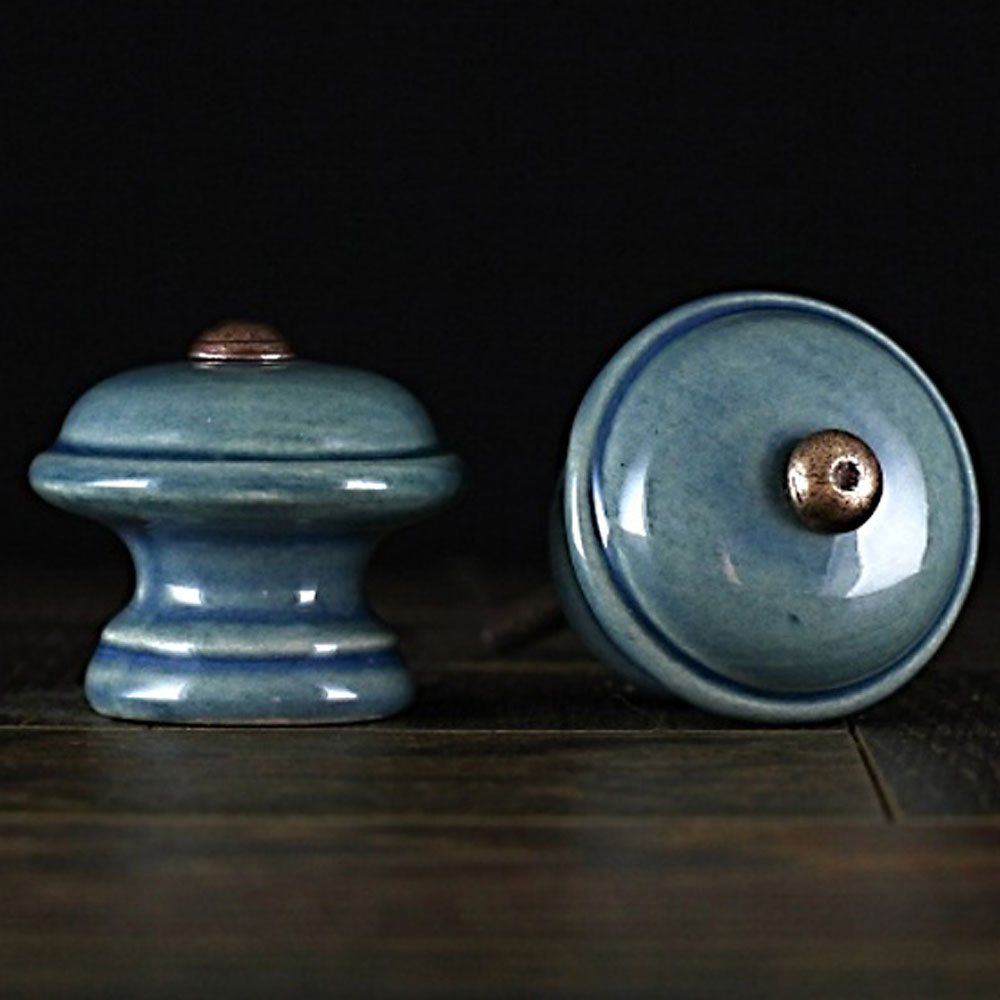 Keramischer Knauf Glatt - Blau