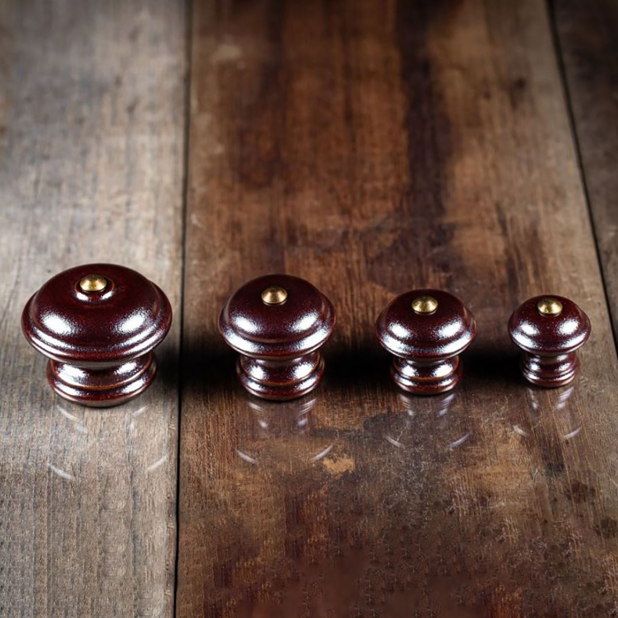 Porzellan Knauf Glatt - Rot-Braun Metallic