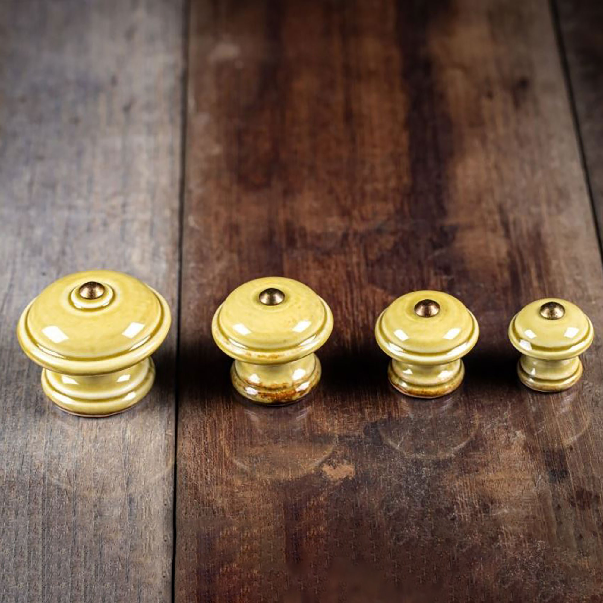 Porzellan Knauf Glatt - Senf Glanz