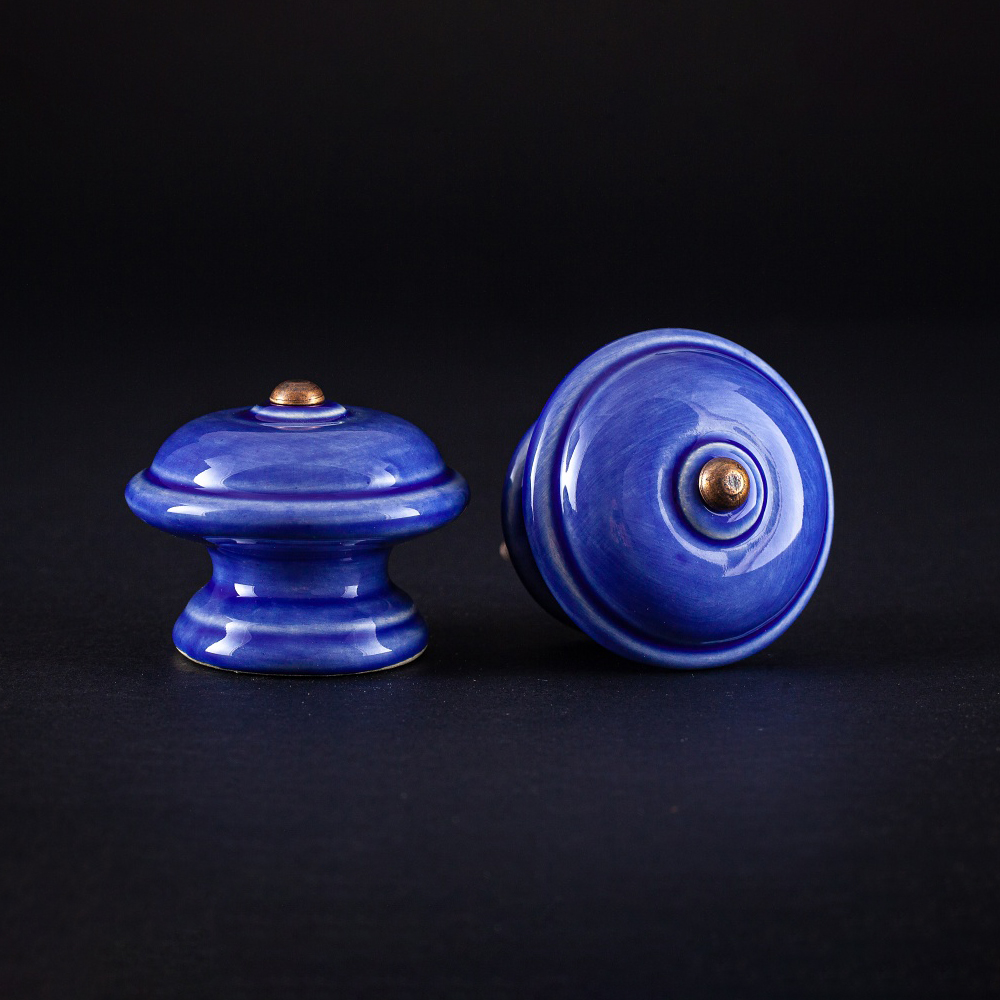 Keramischer Knauf Glatt - Königsblau