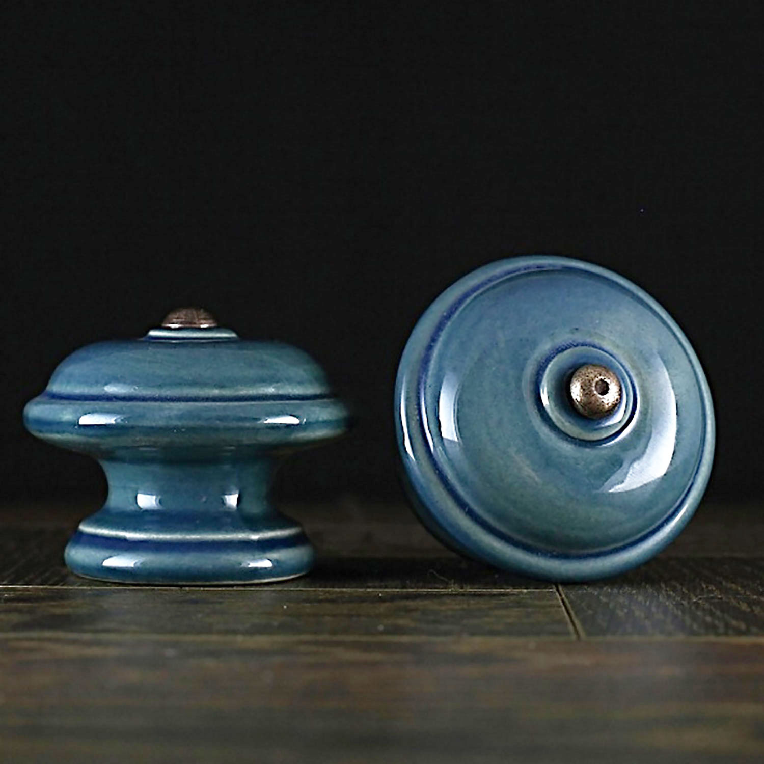 Keramischer Knauf Glatt - Blau